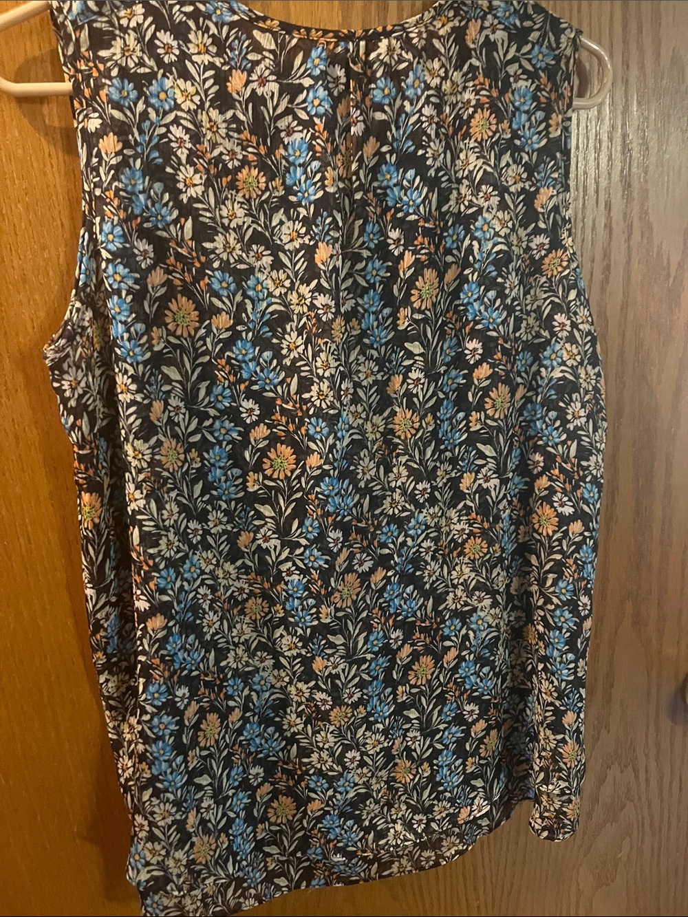 Christina B Navy Floral tank top with Blue and Peach Flowers - Picture 5 of 7